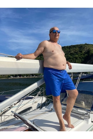 Miami Beach Erkek Büyük Beden Saks Mavi Hızlı Kuruyan Kumaş Tek Arka Cepli Standart Boy Mayo Deniz Şortu Saks Mavi
