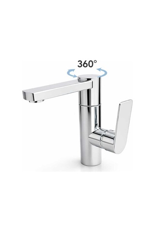 Viosa Tam Tur 360 Derece Döner Banyo Lavabo Bataryası Lüx Gövde Musluk Siyah