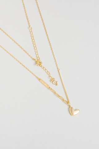 So Chic Romantik Kalp 18 Ayar Sarı Altın Kaplama 45 Cm Gümüş Kolye Rodyum