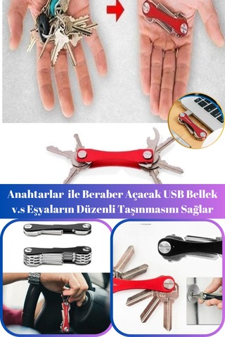 Pratik Ve Akıllı Alüminyum Anahtarlık Anahtar Ve Aksesuar Düzenleyici Organizet Çok Renkli - 822414012 Çok Renkli