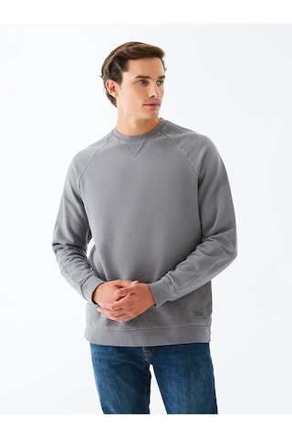 Ltb Soluk Efektli Bisiklet Yaka Koyu Grı Sweatshırt 01124860116089_12882 001
