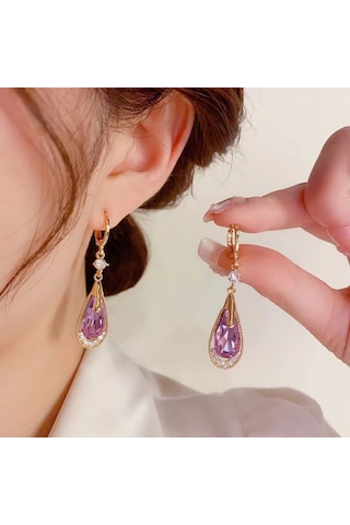 Skycity İnci Pırlantalar İle Süslenmiş, Gündüz Ve Gece Kombinasyonlarına Uygun Zarif Küpe. Gold