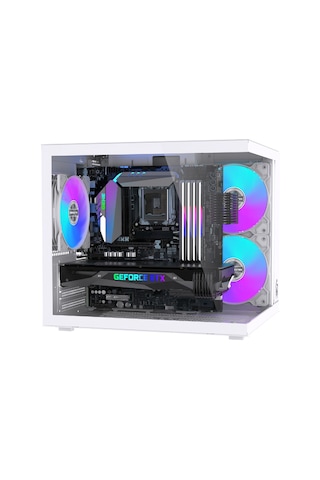 Gm-x1 Tuştan Değişmeli 3x Rgb Fanlı Gaming Mini Akvaryum M-atx Beyaz Kasa