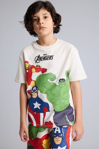 Defacto Marvel Avengers Tişört Şort 2li Takım Erkek Çocuk H0282a826smbg74 Bej-bg74