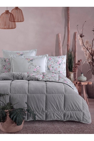 Clasy Wellsoft Çift Kişilik Çift Taraflı Uyku Seti Elara Gri