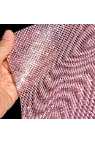 Moveevo Kristal Taşlı Otomatik Yapışkan Sticker Blokları - 9.4x15.8 İnç, 19440 Adet Taş, Hediye Kutusu İle Paketlenmiş Pembe