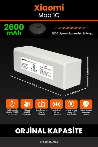 Xiaomi Mi Vacuum Mop 1c Uyumlu 2600.mah Batarya