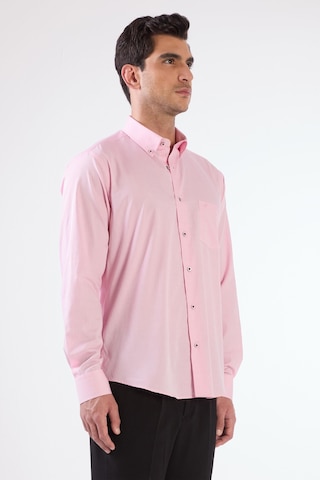 Dufy Pembe Erkek Regular Fit Kareli Brent Yaka Uzun Kol Gömlek - 102579 Pembe