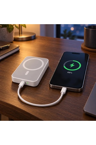 eNeRX ENR-P10GT 10.000 mAh 22.5Watt Hızlı Şarj MagSafe Powerbank Beyaz