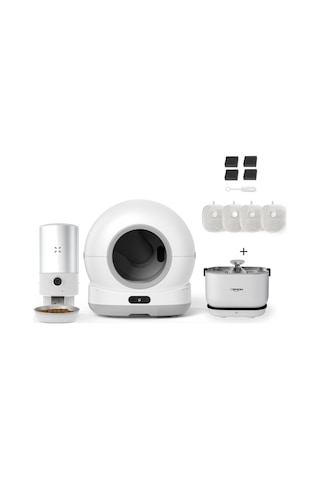 Xenon Smart Akıllı Otomatik Kameralı Kedi Tuvaleti Paslanmaz Çelik Kaseli 5lt Mama Kabı Akıllı Bataryalı Su Pınarı Ve Filtre 4'lü Pet Seti