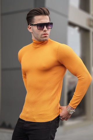 Madmext Hardal Balıkçı Yaka Erkek Triko Kazak 6306 Hardal