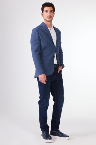 Dufy Mavi Erkek Slim Fit Desenli Mono Yaka Ceket - 95376 Mavi