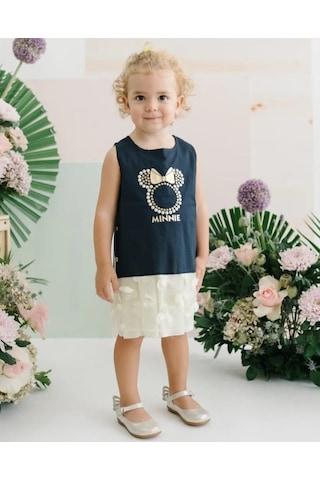 Minnie Mouse Kız Çocuk Lacivert Tül Etek Elbise Mn15634 Lacivert