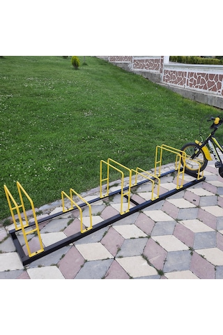 Bisiklet Park Demiri Bisiklet Park Yeri Metal Park Alanı 6 Lı Sarı - Siyah
