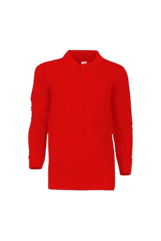 2 İp Polo Yaka Sweatshırt Kırmızı