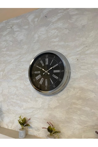 Dark Elegance 40 Cm Metal Krom Duvar Saati