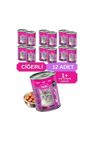 Hobi Maxicat Ciğerli Yetişkin Kedi Konservesi 400 Gr X 12 Adet