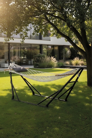 Metatek Katlanır Metal Ayaklı Taşınabilir 3 Kademe Hamak Siyah