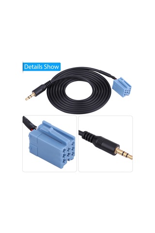 Konesam 3.5mm Aux Ses Kablosu Adaptörü - Volkswagen Golf, Passat B5, Bora, Blaupunkt Cd Oynatıcı İçin - Hızlı Ses Aktarımı, Siyah Kablolu Mavi Bağlantı