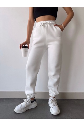 Etiler Collection Üç İplik Basic Lastikli Eşofman Pantolon - Beyaz Gri