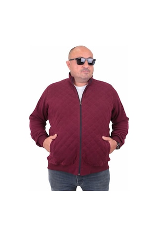 Starbattal Büyük Beden Fermuarlı Hırka Diamond 23281 Murdum-Murdum Bordo