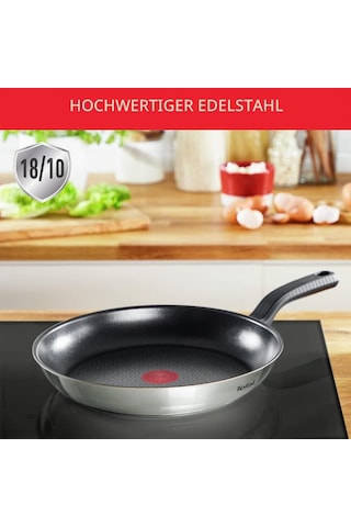 Tefal Comfort Max 26 Cm Kızartma Tavası, Birinci Sınıf Paslanmaz Çelik, Thermo-spot Sıcaklık Göstergesi, Yapışmaz Kaplama, İndüksiyon G7260544, Siyah, Gümüş