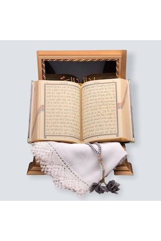 Gold Sandıklı Hafız Boy Kur'An-I Kerim Seti Set(Gri)