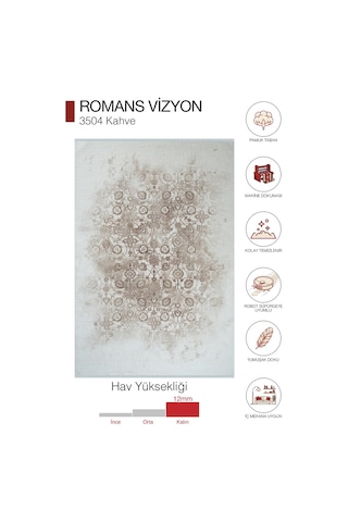 Romans Vizyon 3504 Kahverengi Eskitme Desenli Yolluk Halı