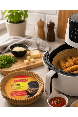 Mey İthalat 100 Parça Airfryer Kağıdı Tek Kullanımlık Temiz Pişirme Kağıdı