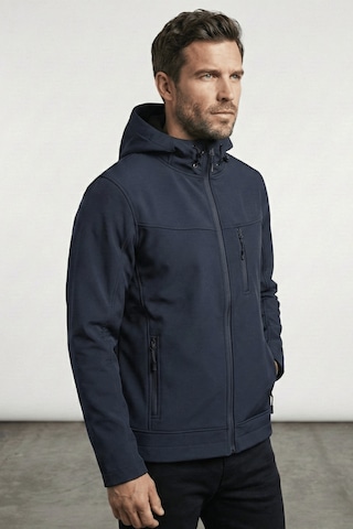 Erkek Mont İçi Polarlı Softshell Mont Su Ve Rüzgar Geçirmez Kapüşonlu Spor Mont Lacivert