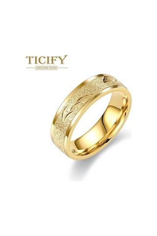 Altın Işık Lüks Tasarım Sensörü Titanyum Çelik Yüzük Oyma Heykel Mat Hiçbir Renk Niş Çift Yüzük Moda Takı 13 Altın