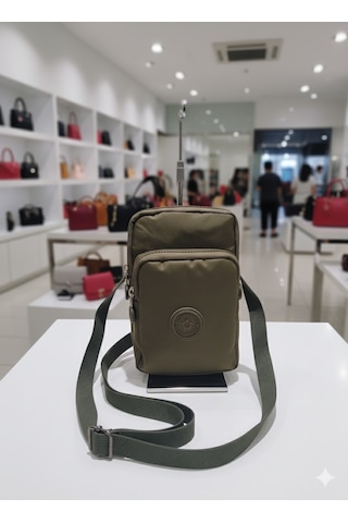 Newish Polo Kadın Krinkıl Ayarlanabilir Askılı Postacı Omuz Çantası Haki