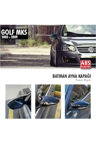 Vw Golf 5 Yarasa Ayna Kapağı - Parlak Siyah Abs Plastik. 04-09