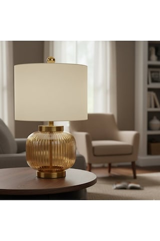 Bal Cam Amber Mat Atın Eskitme Kaplama Gold Metal Modern Abajur E Siyah