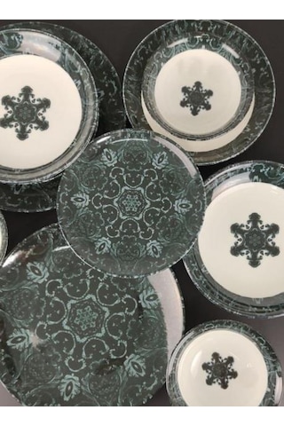 Cooker Dijital Baskılı 24 Parça Porselen Yemek Takımı CKR4021