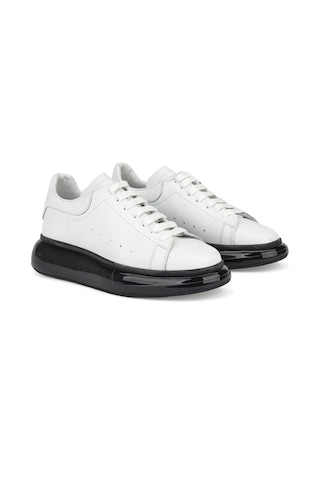 Ziya, Erkek Hakiki Deri Sneaker 143423z120 Beyaz Beyaz