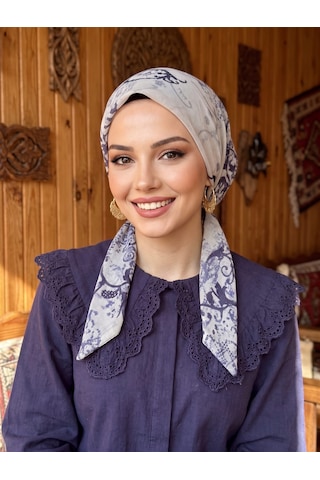 Raşelkori Tesettür Eşarp Bone Açık Gri