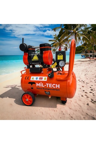 Mil-Tech 24 Litre Ultra Sessiz Yağsız Süper Hızlı Hava Kompresörü
