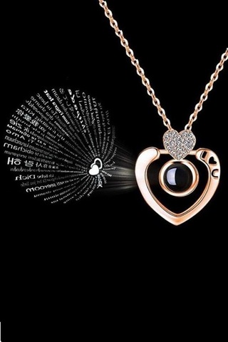 Saatcaddesi Sevgiliye Hediye Zirkon Taşlı 100 Dilde Seni Seviyorum Kolye