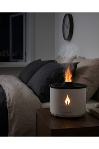 Kadın Alev Ve Volkan Efektli Ultrasonik Aroma Difüzörü Led Gece Lambalı Hava Nemlendirici