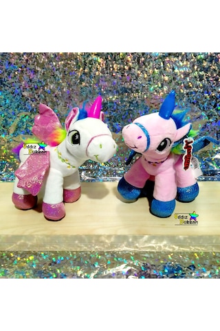 2'li Sevimli Hayvan Peluş Oyuncak At Boynuzlu At Unicorn Pony 25c