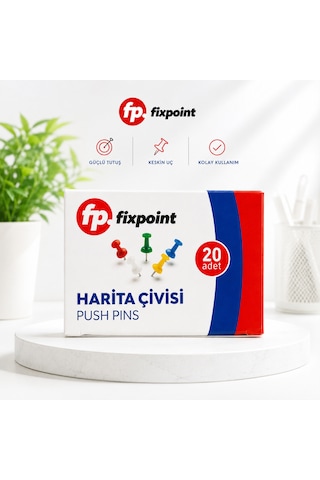 Harita Çivisi Çok Renkli 1 Kutu 20 Adet Fixpoint P-2459