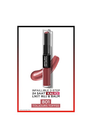 L'Oreal Paris Infaillible 2 Step 24 Saat Kalıcı Likit Ruj & Balm 801 Toujours Toffee