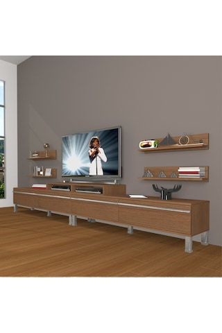 Decoraktiv Ekoflex 360r Mdf Krom Ayaklı Tv Ünitesi Tv Sehpası Ceviz