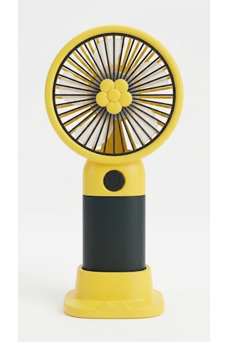 Mini El Fanı Figürlü Sarı Siyah Kompakt Tasarımlı,usb Şarjlı Güçlü Taşınabilir Vantilatör Fan-pl103ss