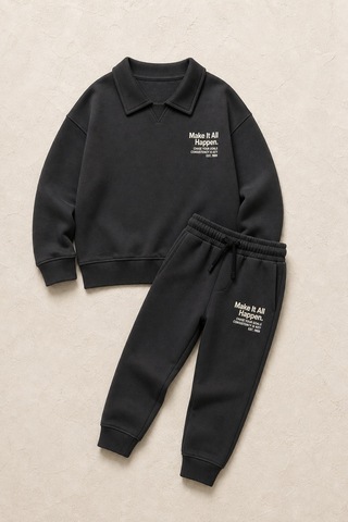 Eray Alp Kids Erkek Çocuk Polo Yaka 2'li Takım Gri