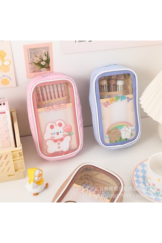 Büyük Boy Şirin Ayı Figürlü Kalem Kutusu - Geniş Depolama Alanı İle Pratik Okul Ve Ofis Malzemesi Kahverengi