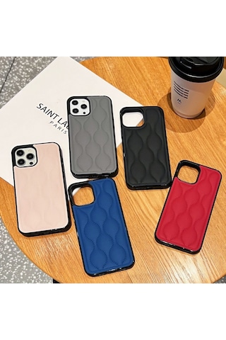 Apple Uyumlu iPhone Akfa 14 Pro Max Pie Serisi Lüks Dikiş Desenli Premium Telefon Kılıfı Lacivert