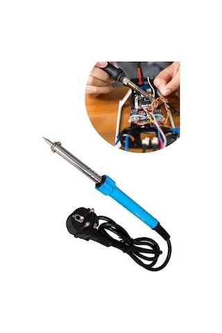 Buffer 40w Plastik Saplı Elektrikli Döner Başlıklı Havya Kalemi Elektrikli Döner Başlı Lehim Kalemi Mavi