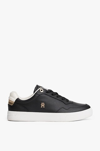 Tommy Hilfiger Kadın Th Monogram Plaque Court Sneakers - Siyah Triple Black